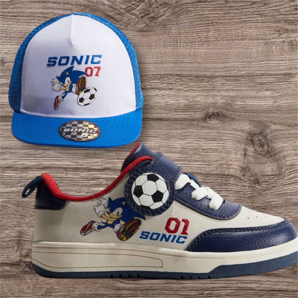 Boys Sonic Hat Sz 2T/6 And Sonic Sneakers Multiple Sizes ( Big Kid 12.5- Size 2)